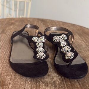 Worthington Black Sandals with Ornate Embellishments